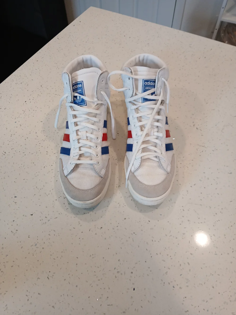 Size 11 - Adidas Americana High White Royal Scarlet